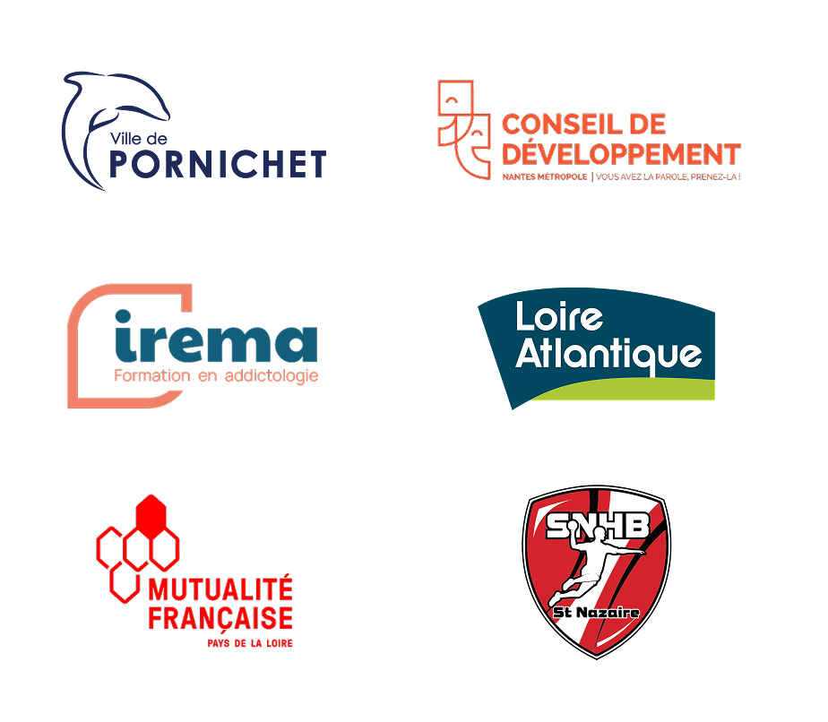 Logos de la Ville de Pornichet, du Conseil de Développement de Nantes Métrople, de l'IREMA, du Département de Loire-Atlantique, de la Mutualité Française et du SNHB.